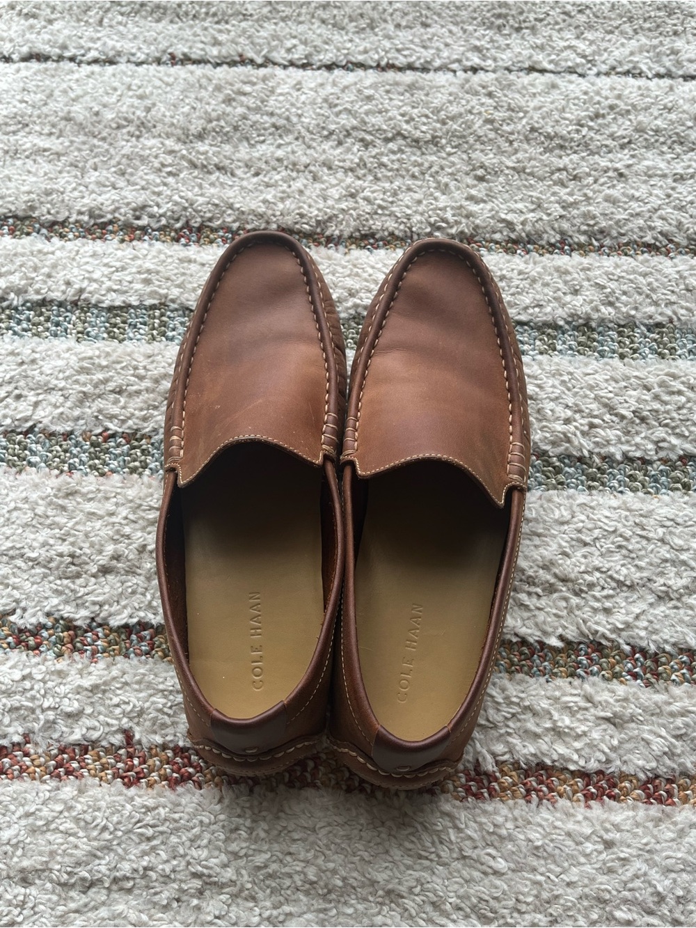 Cole Haan Tan Leather Slip-On Moccasin Loafers